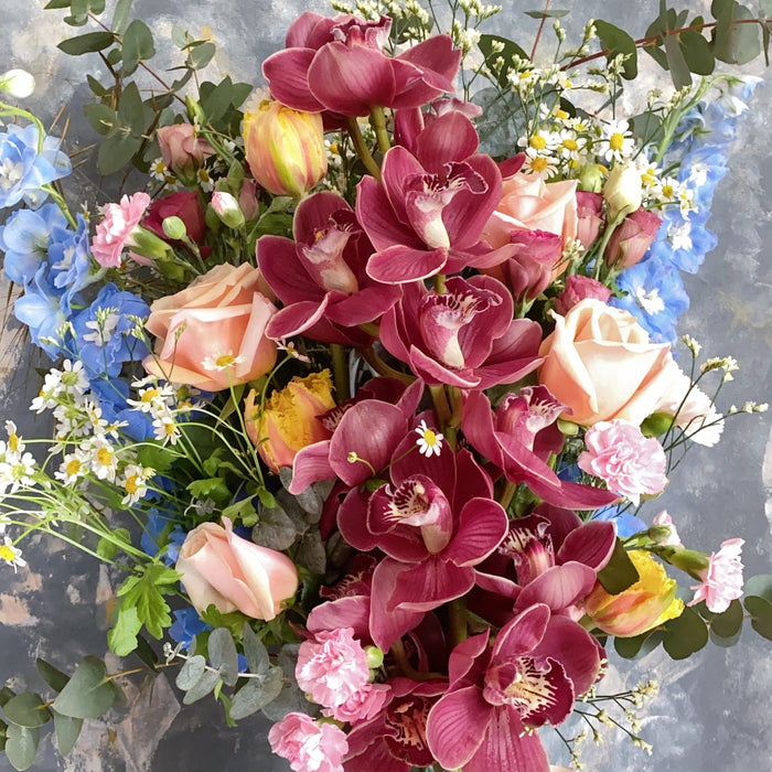 Spellbound - Pink Blue Flower Vase Arrangement - Flourish by Charlen